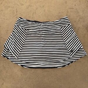 Coolibar Womens Medium Black White Striped Swim Skort UPF 50+ Swim Skirt